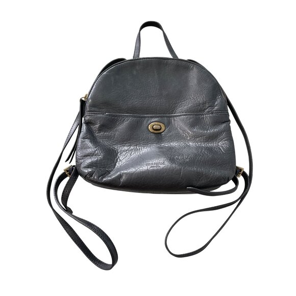 Margot New York Camille Pebbled Leather Backpack Turn Lock Black Buckle Strap main image 8